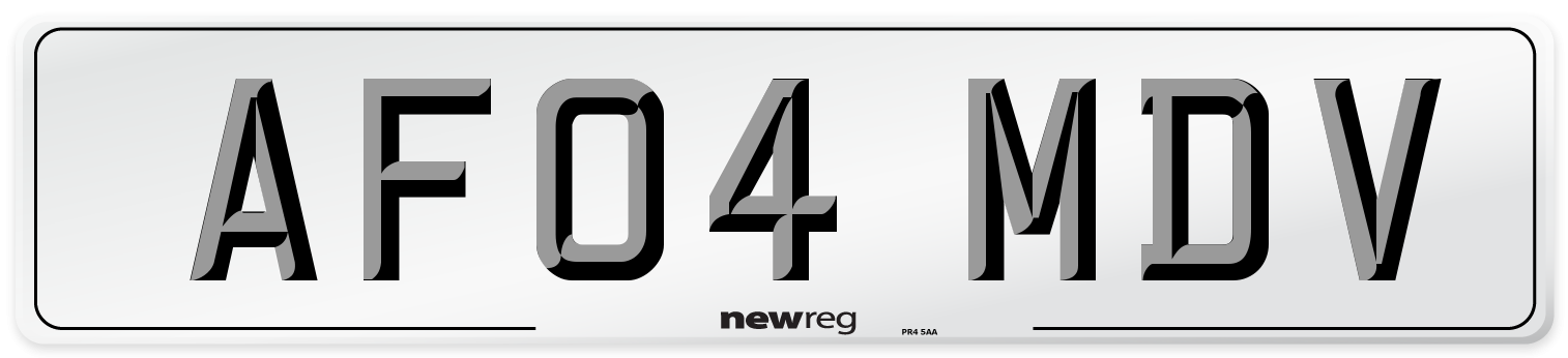 AF04 MDV Number Plate from New Reg